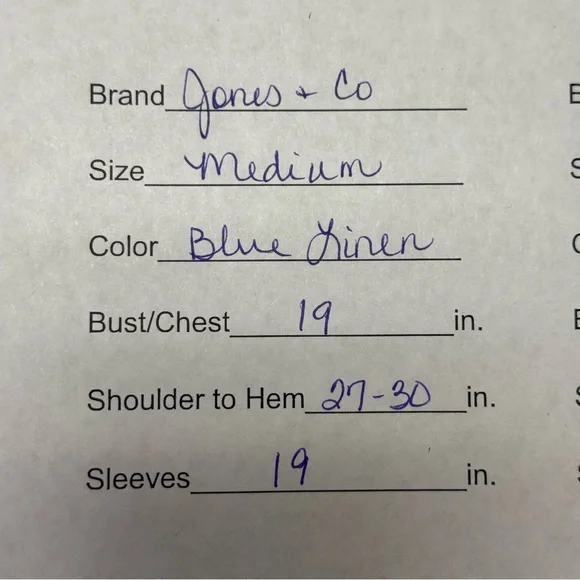 Jones New York 100% Linen Blue Zip Front Top – Size M - Picture 9 of 9